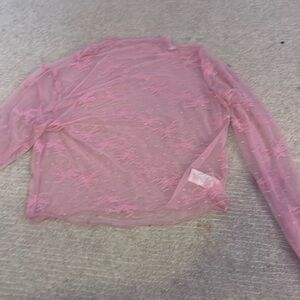 Aerie pink mesh long sleeve top Size XS